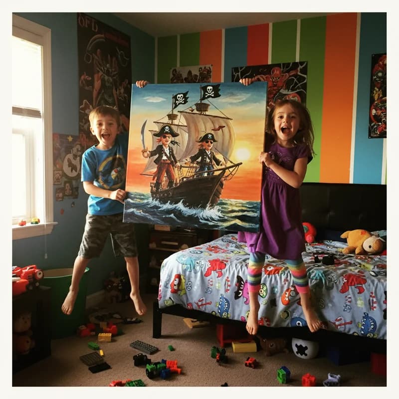 The Thompson Family with their MemoPaint canvas