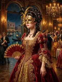 Elegant Venetian noble at masquerade portrait
